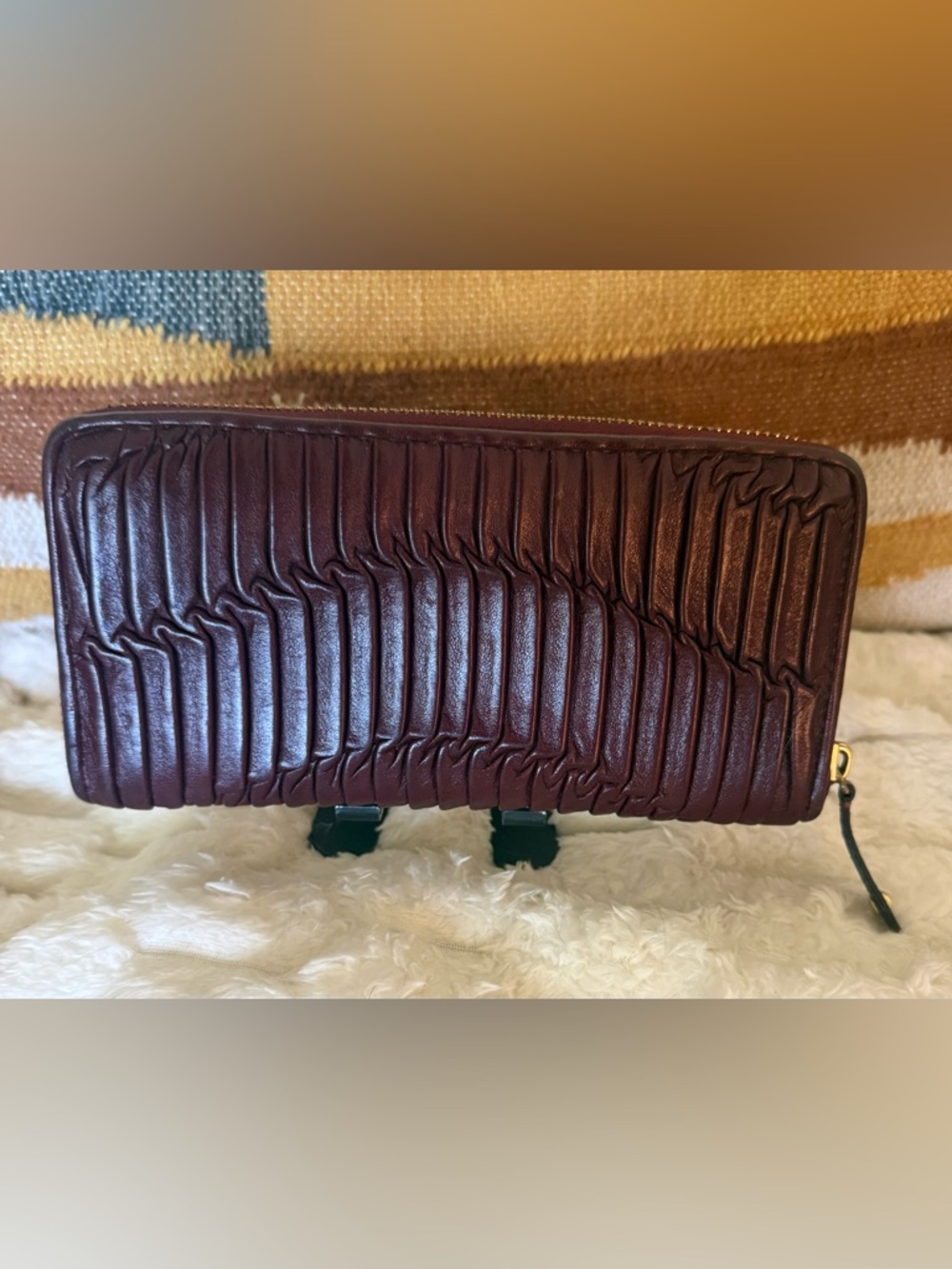 Coach Madison Gathered Leather Zip Around Wallet Burgundy Accordion VGUC - Picture 3 of 14